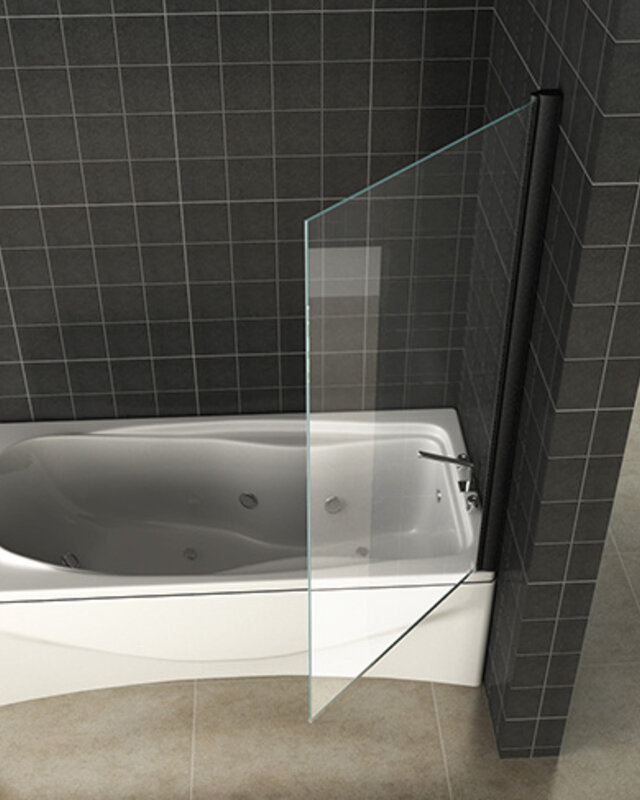 Wiesbaden Orbit Badwand | Draaibaar | 150 x 80 cm | Mat Zwart