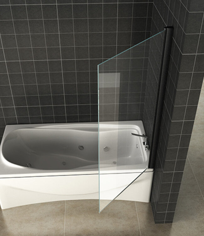 Wiesbaden Orbit Badwand | Draaibaar | 150 x 80 cm | Mat Zwart