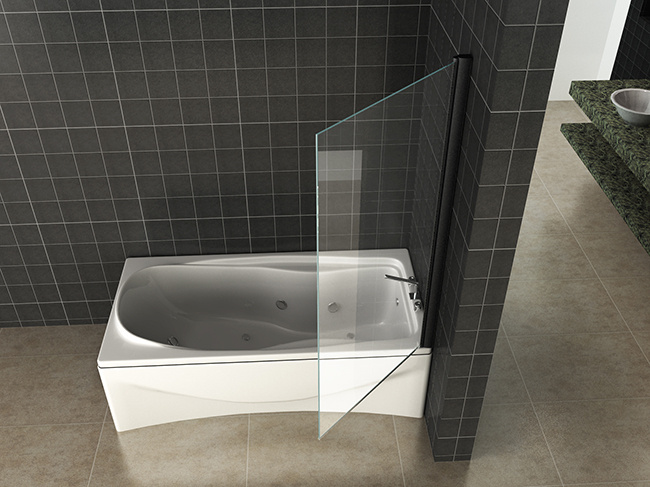 Wiesbaden Orbit Badwand | Draaibaar | 150 x 80 cm | Mat Zwart