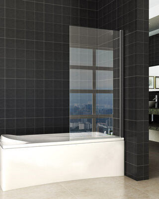 Wiesbaden Orbit Badwand | Draaibaar | 150 x 80 cm | Mat Zwart