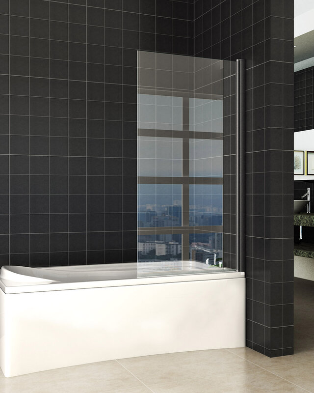 Wiesbaden Orbit Badwand | Draaibaar | 150 x 80 cm | Mat Zwart