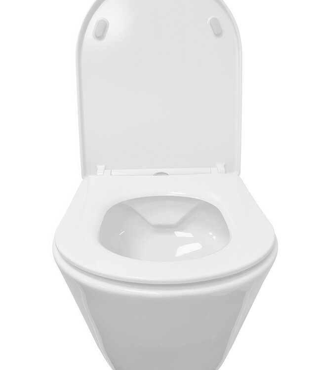 Wiesbaden Wandcloset Stereo Rimless Wiesbaden Met Softclose Shade Toiletzitting Glans Wit