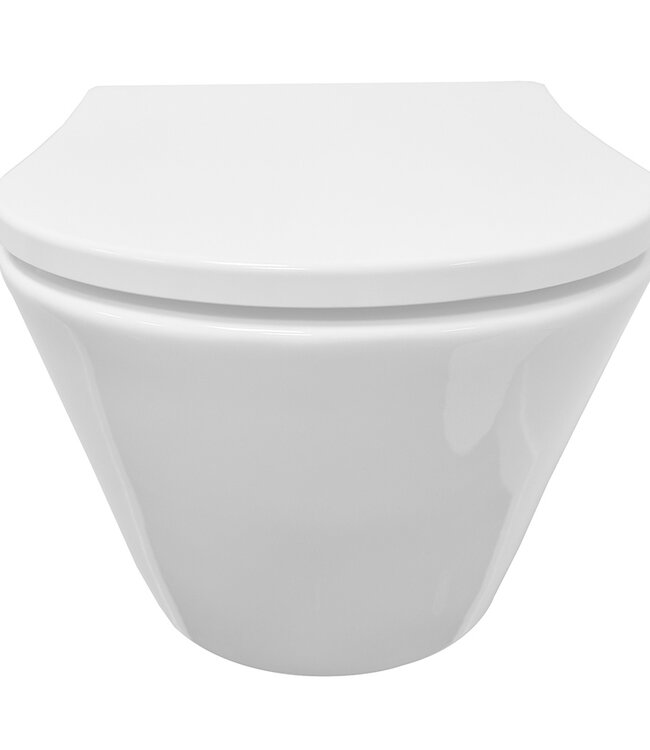 Wiesbaden Wandcloset Stereo Rimless Wiesbaden Met Softclose Shade Toiletzitting Glans Wit