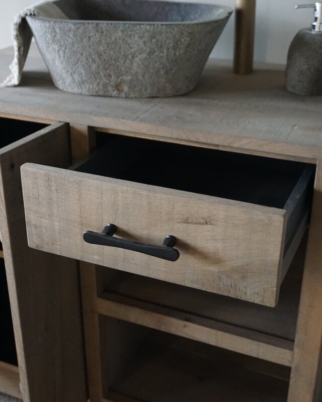 Rene Houtman Badkamermeubel | Nieuw Eikenhout Verouderd | H86 x B100 x D55 cm