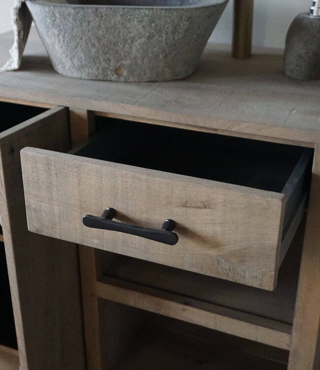 Rene Houtman Badkamermeubel | Nieuw Eikenhout Verouderd | H86 x B100 x D55 cm