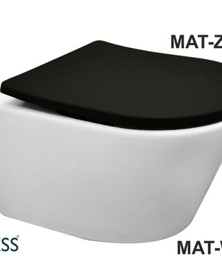 Wiesbaden Wandcloset Vesta Wiesbaden Diepspoel Rimless Mat Wit incl. Flatline Zitting Mat Zwart