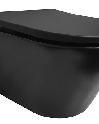 Wiesbaden Wandcloset Stereo Rimless Wiesbaden 53 cm Mat Zwart Incl. zitting