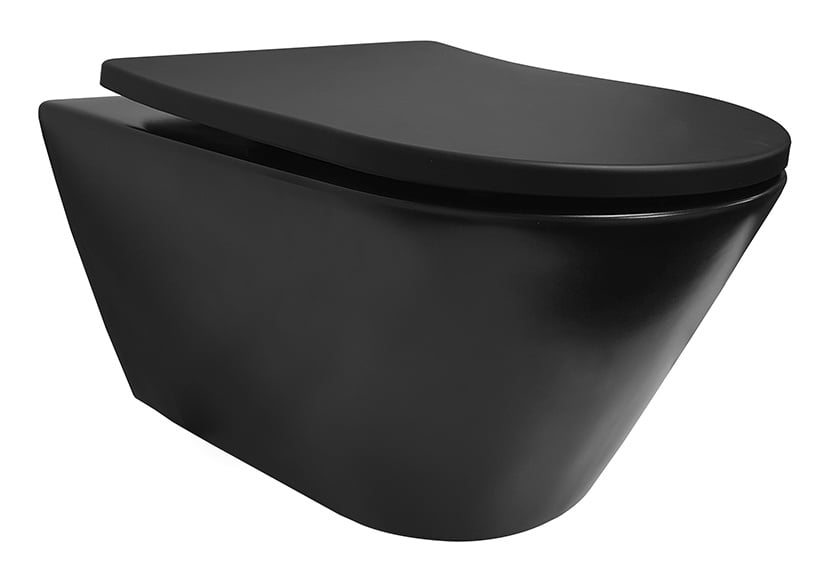 Wiesbaden Wandcloset Stereo Rimless Wiesbaden 53 cm Mat Zwart Incl. zitting