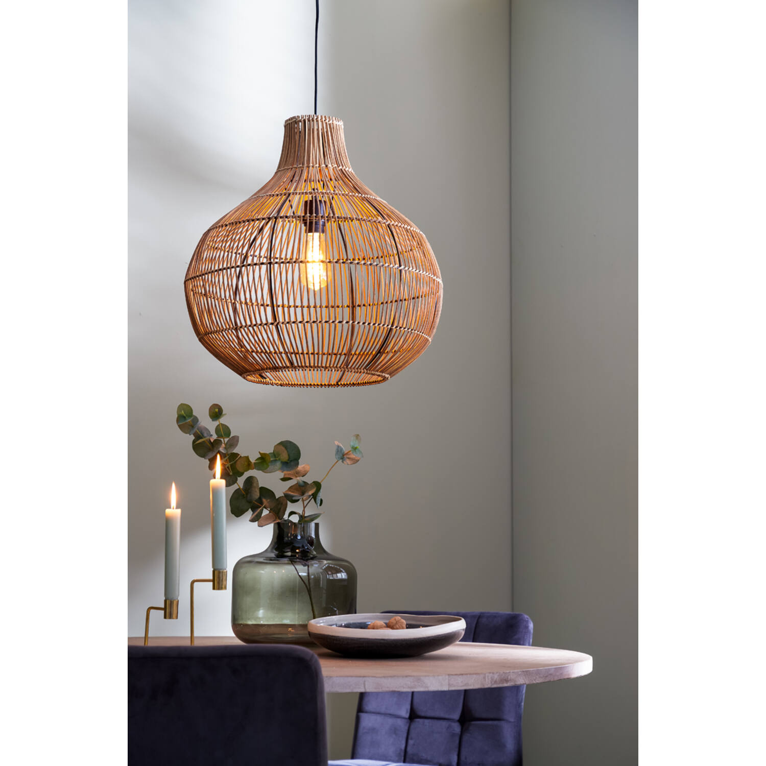Light&Living Hanglamp Pacino | Rattan | Donkerbruin | 3 Maten!