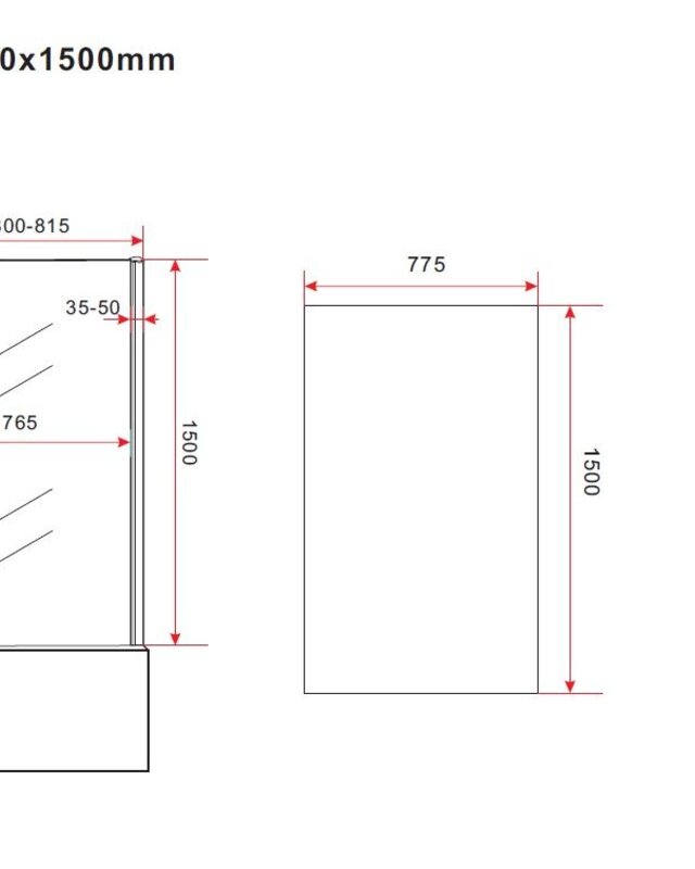 Wiesbaden Tela Badwand | Vast | 150 x 80 cm | Chroom