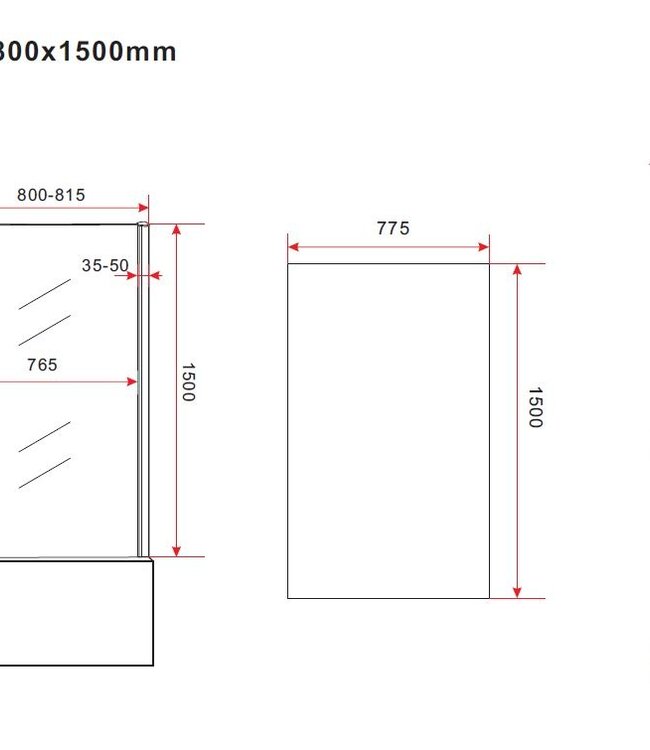 Wiesbaden Tela Badwand | Vast | 150 x 80 cm | Chroom