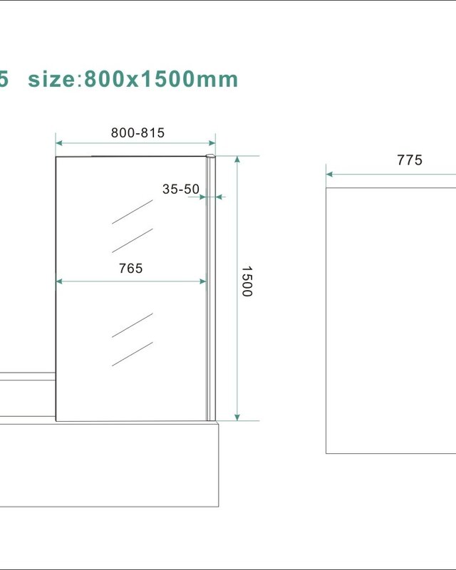 Wiesbaden Tela Badwand | Vast | 150 x 80 cm | Chroom