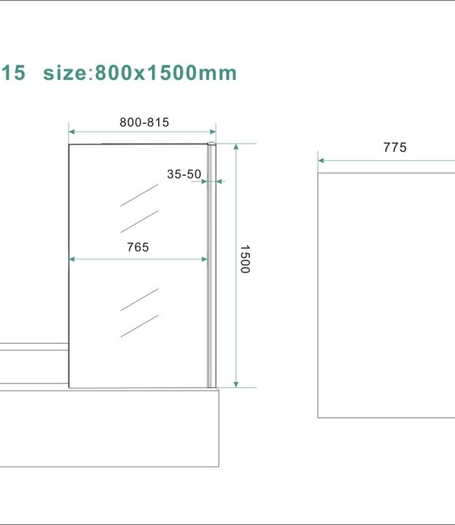Wiesbaden Tela Badwand | Vast | 150 x 80 cm | Chroom