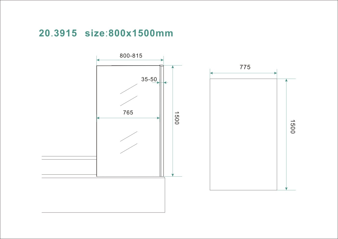 Wiesbaden Tela Badwand | Vast | 150 x 80 cm | Chroom