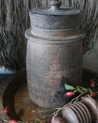 Hoffz Nepalese Houten Kruik/Pot | H27 x D15 cm