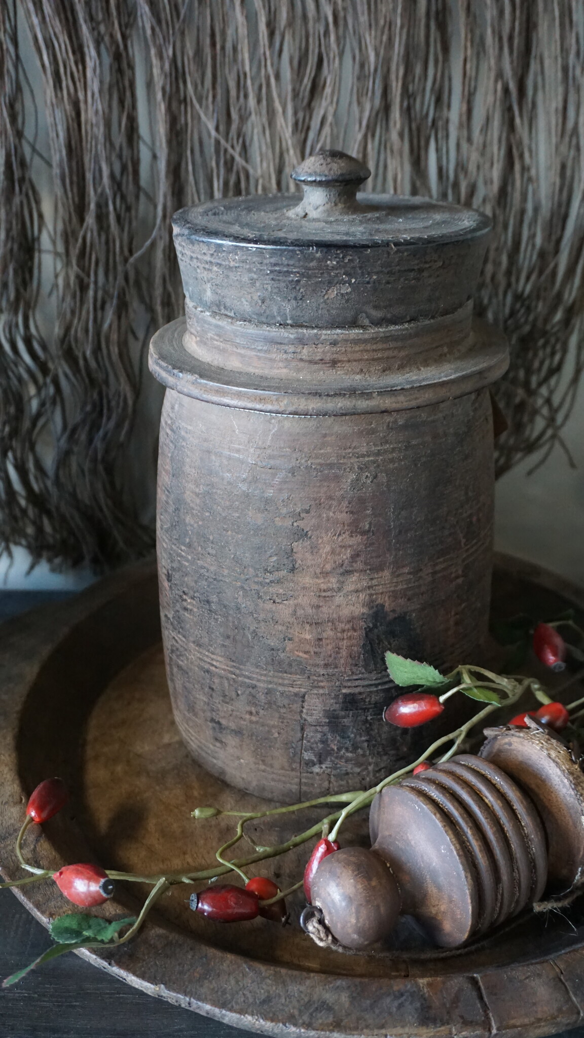 Hoffz Nepalese Houten Kruik/Pot | H27 x D15 cm