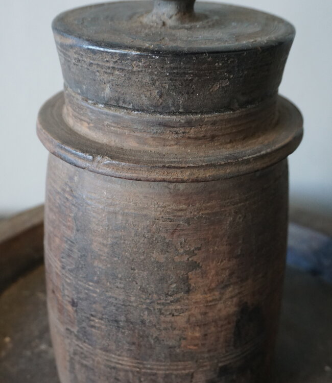 Hoffz Nepalese Houten Kruik/Pot | H27 x D15 cm