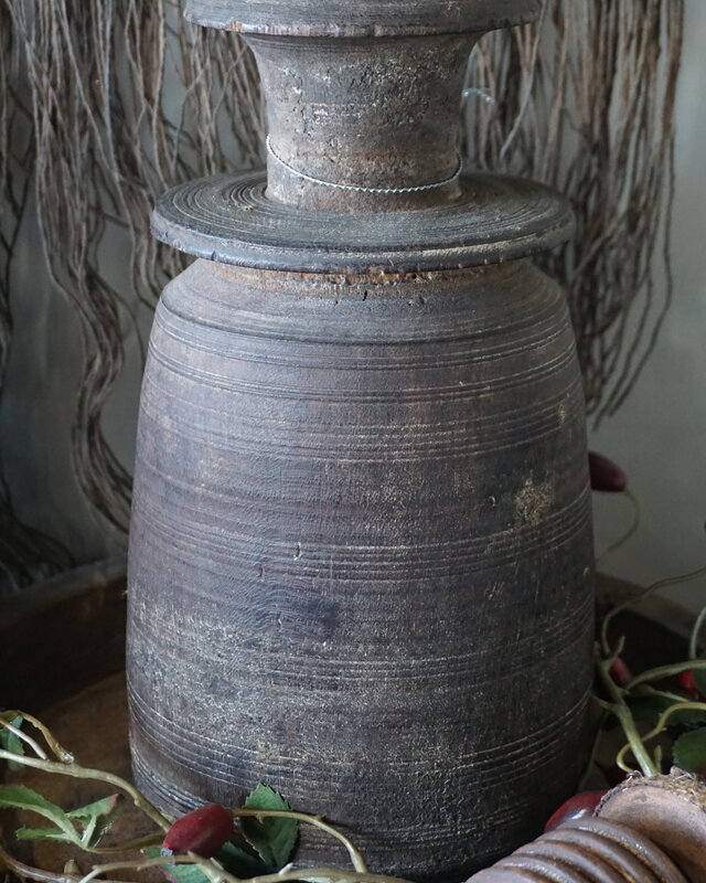 Hoffz Nepalese Houten Kruik/Pot | H28 x D12 cm