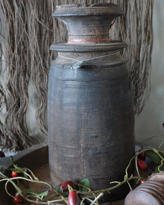 Hoffz Nepalese Houten Kruik/Pot | H31 x D14 cm