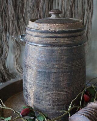 Hoffz Nepalese Houten Kruik/Pot | H24 x D14 cm