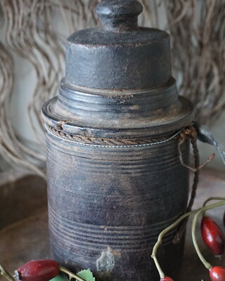 Hoffz Nepalese Houten Kruik/Pot | H20 x D10 cm