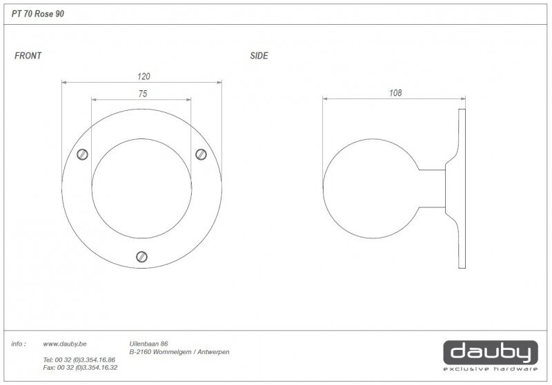 Dauby Deurknop + Rozet | D7/12 cm | Meerdere Varianten