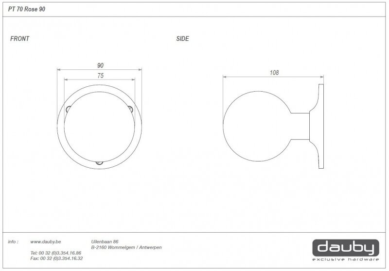 Dauby Deurknop + Rozet | D7/9 cm | Meerdere Varianten