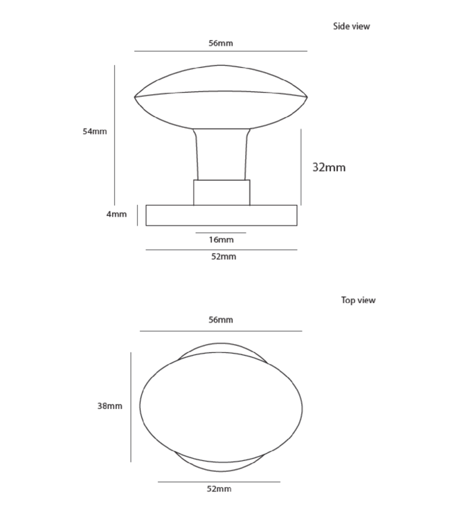 Dauby Deurknop | Paar | 5,6x3,8 cm | Geborsteld Messing