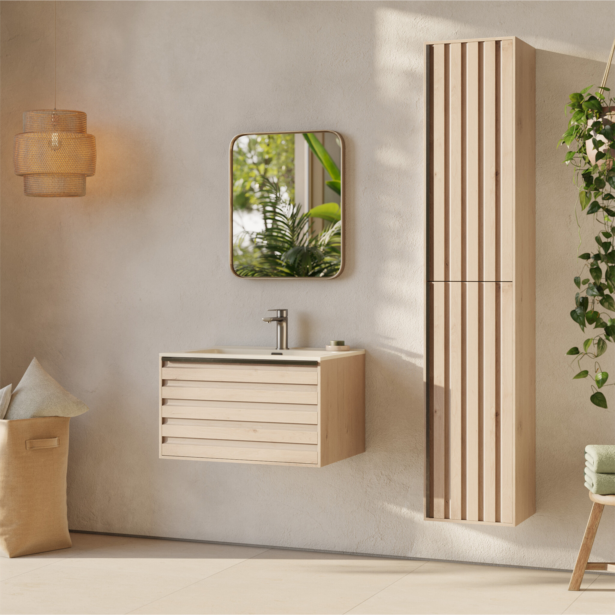 Differnz Badkamermeubel Elin | Eiken/Mat Taupe | L60 cm