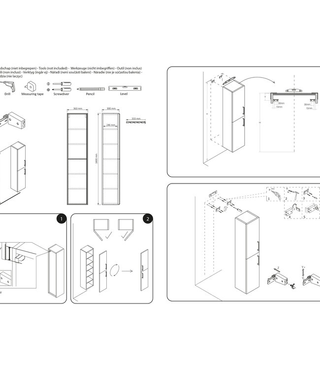 Differnz Badkamerkast Elin | Eiken | H160 x B36 x D30 cm