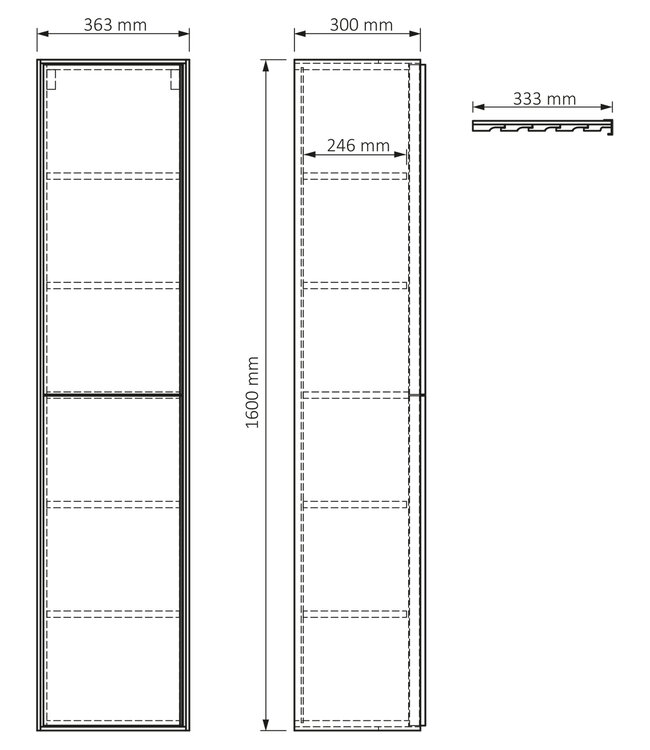 Differnz Badkamerkast Elin | Eiken | H160 x B36 x D30 cm