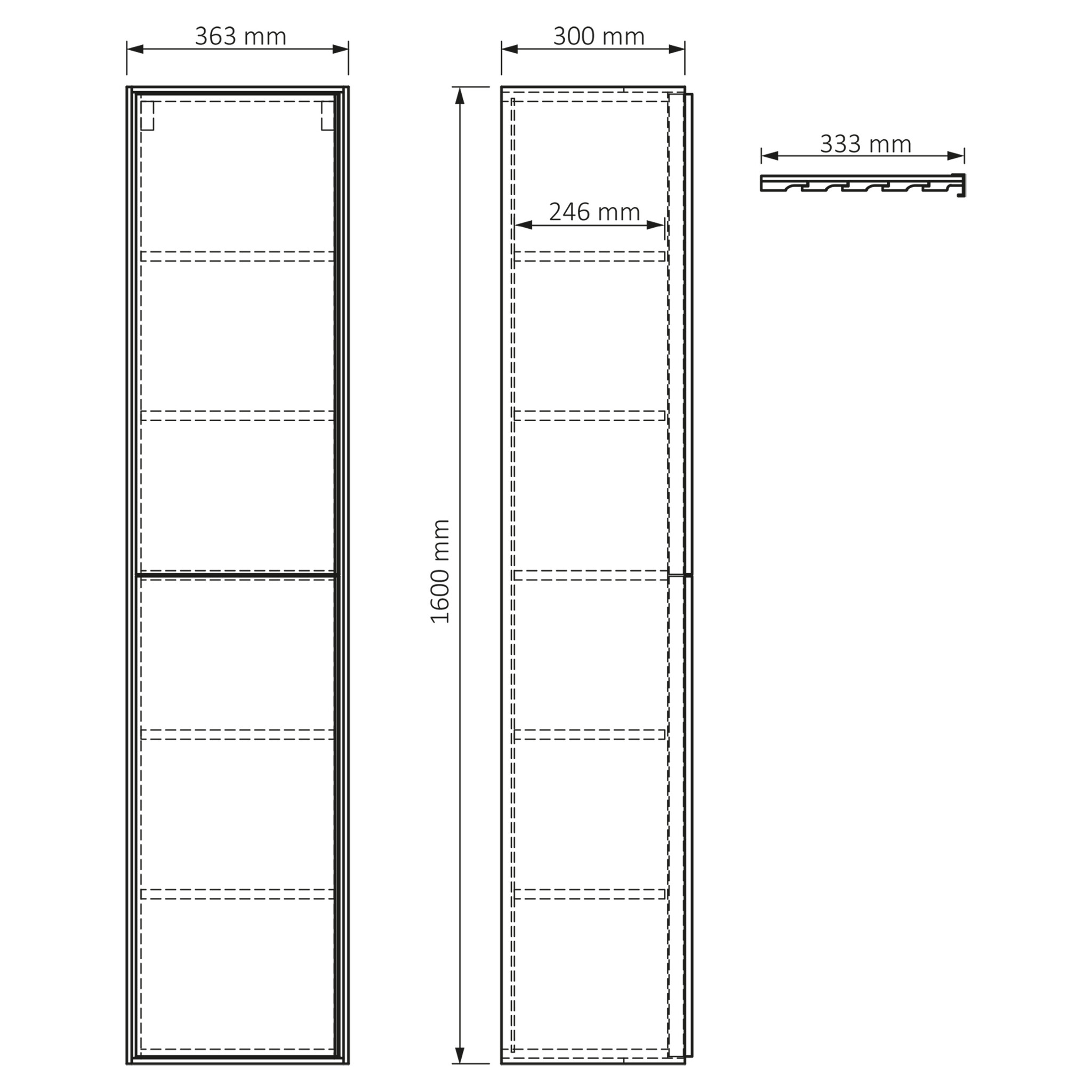 Differnz Badkamerkast Elin | Eiken | H160 x B36 x D30 cm