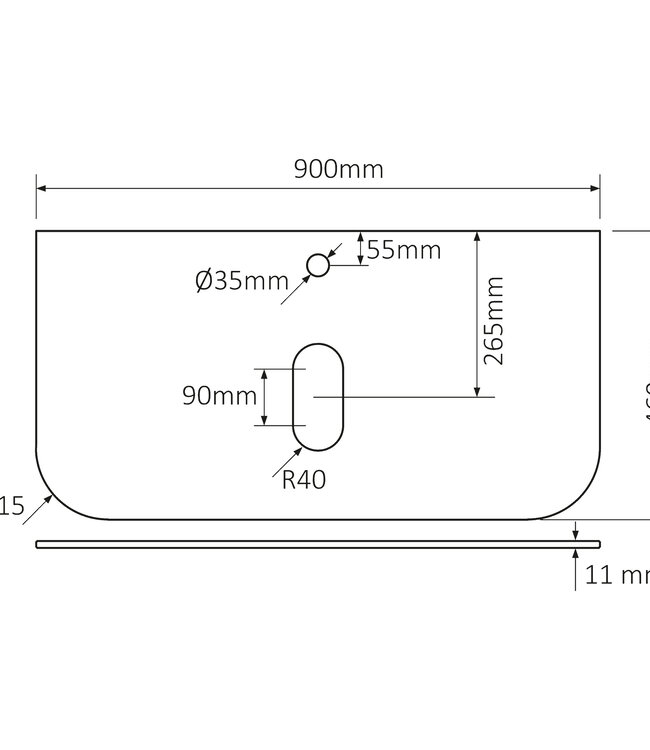 Differnz Badkamermeubel Lotte | Eiken | H40 x B90 x D46 cm