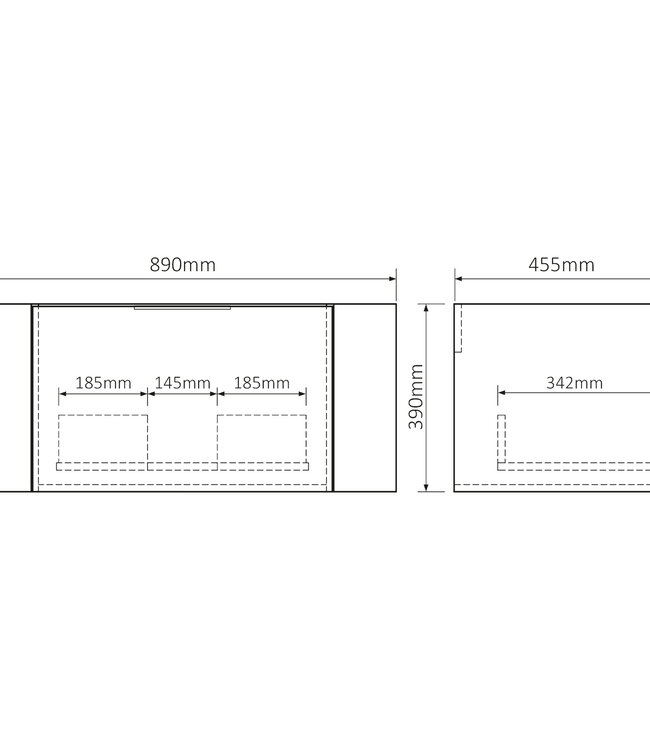 Differnz Badkamermeubel Lotte | Eiken | H40 x B90 x D46 cm