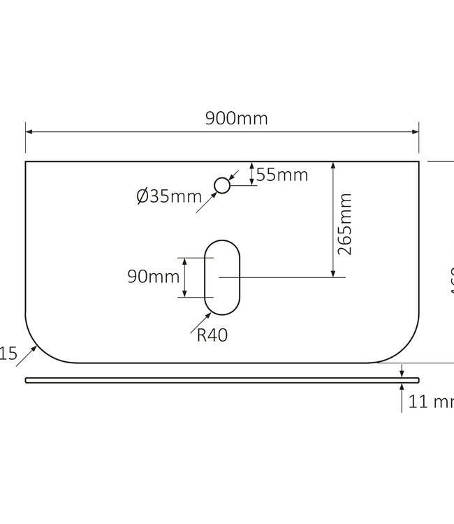 Differnz Wastafelblad Lotte | Wit | Sintered Stone | 90 cm