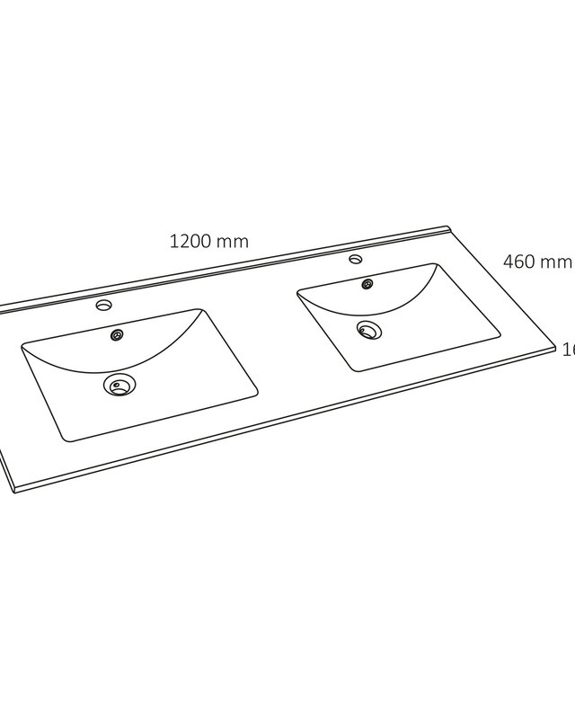 Differnz Wastafel Providence | Dubbel | Wit | L122 x B46,5 cm
