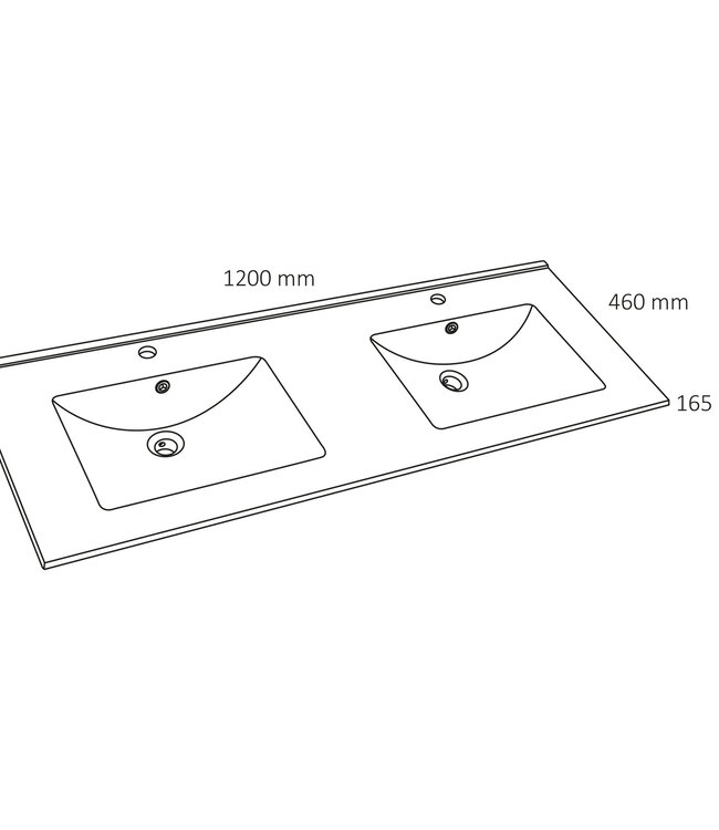 Differnz Wastafel Providence | Dubbel | Wit | L122 x B46,5 cm