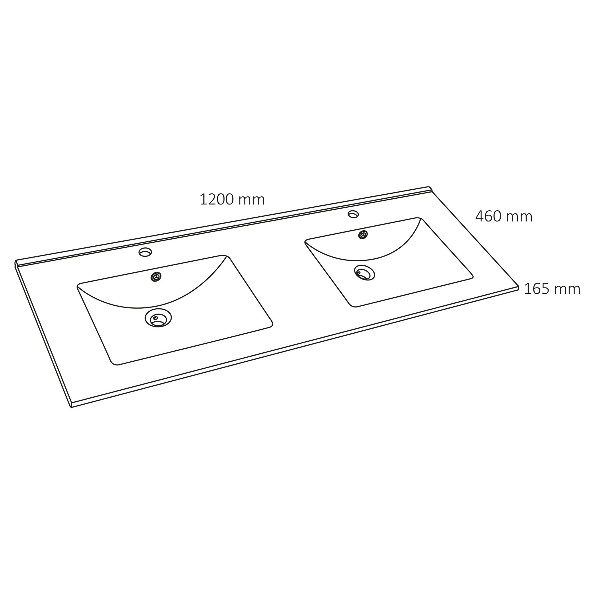 Differnz Wastafel Providence | Dubbel | Wit | L122 x B46,5 cm