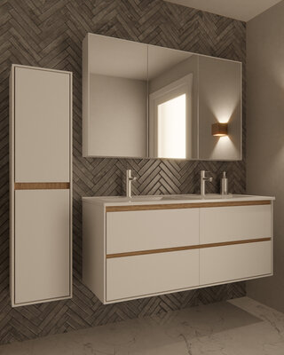 Differnz Wastafel Providence | Dubbel | Wit | L122 x B46,5 cm
