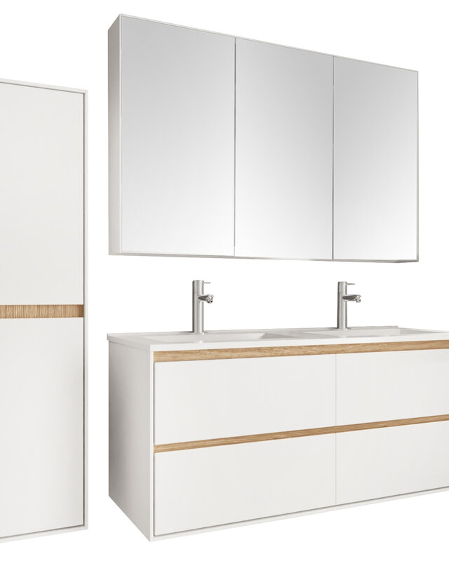 Differnz Wastafel Providence | Dubbel | Wit | L122 x B46,5 cm