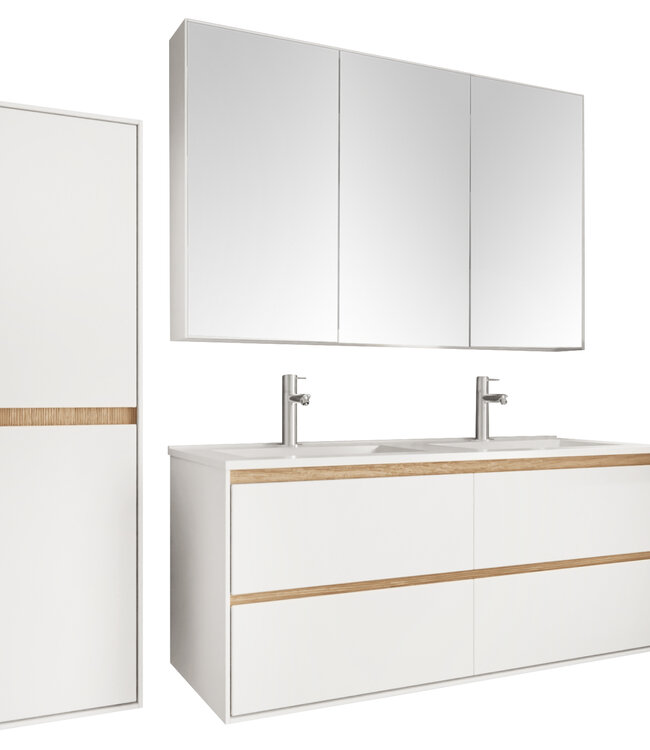 Differnz Wastafel Providence | Dubbel | Wit | L122 x B46,5 cm