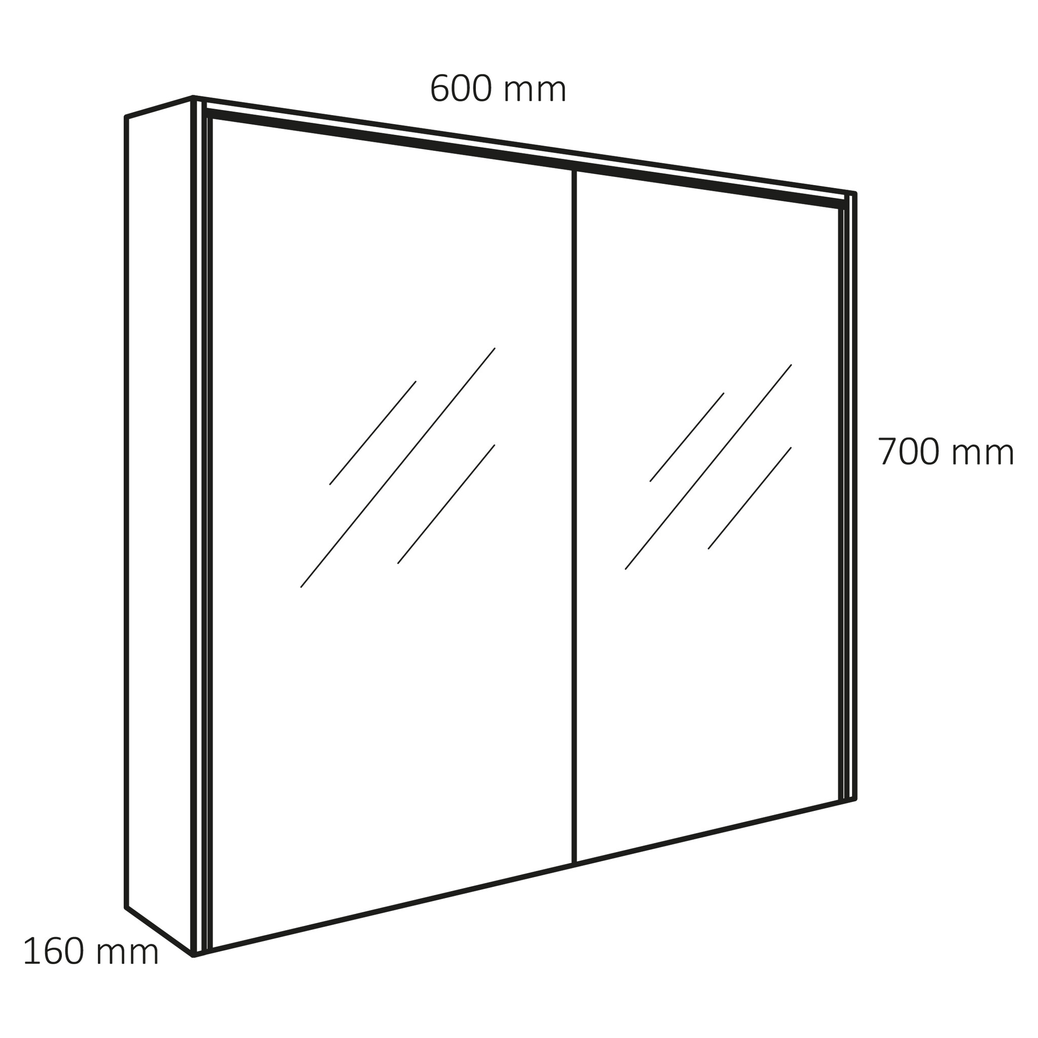 Differnz Spiegelkast Providence | Wit | H70 x B60 x D16 cm