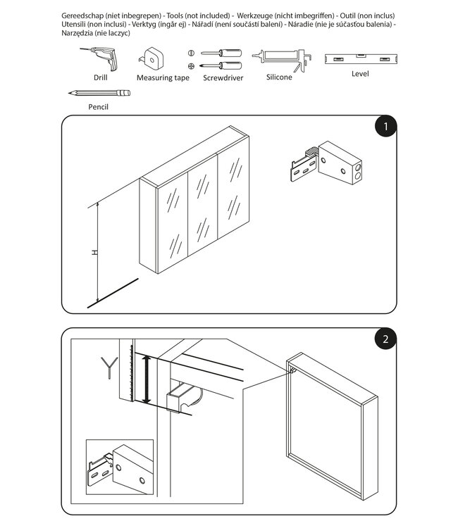 Differnz Spiegelkast Providence | Wit | H70 x B120 x D16 cm
