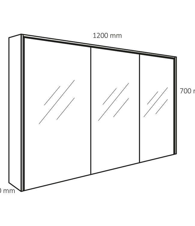 Differnz Spiegelkast Providence | Wit | H70 x B120 x D16 cm