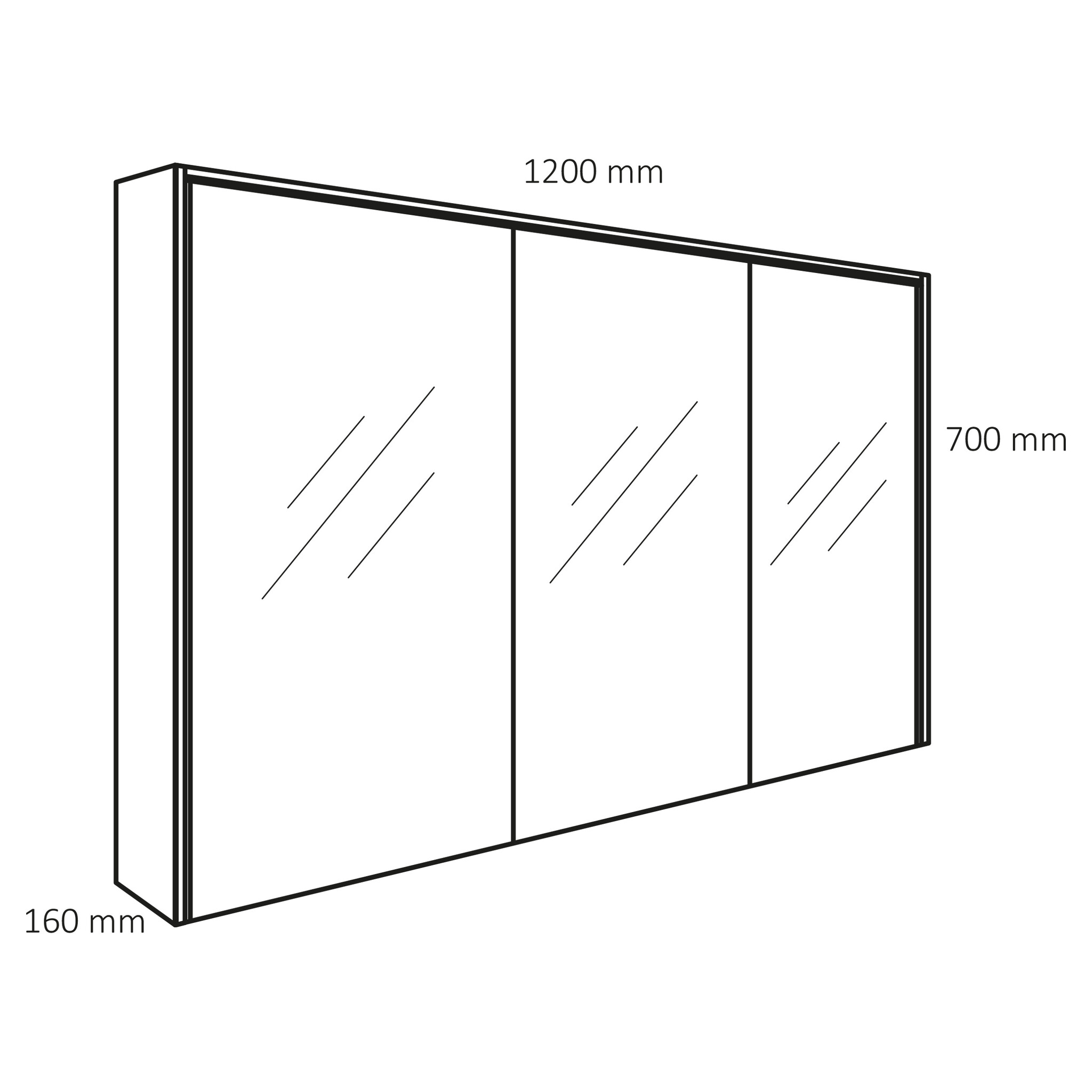Differnz Spiegelkast Providence | Wit | H70 x B120 x D16 cm