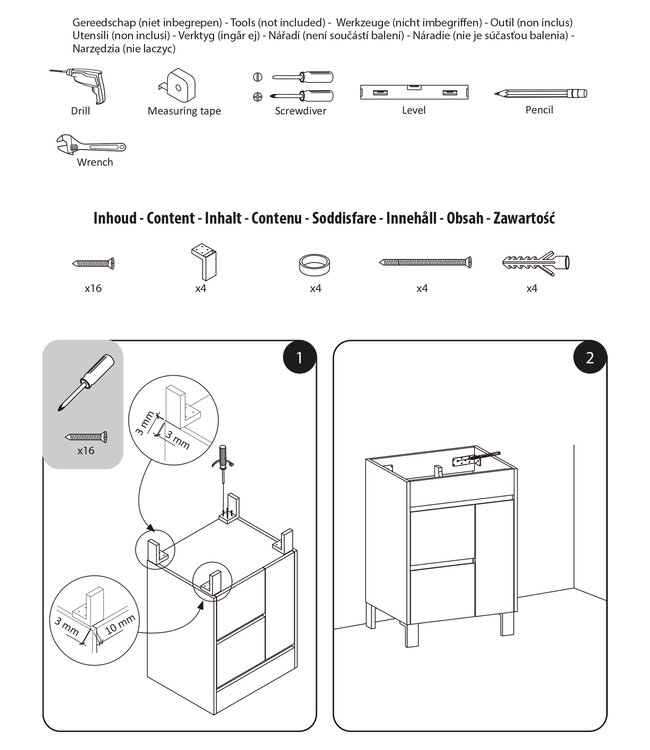 Differnz Onderkast Serano | Licht Eiken | H72 x B80 x D45,5 cm