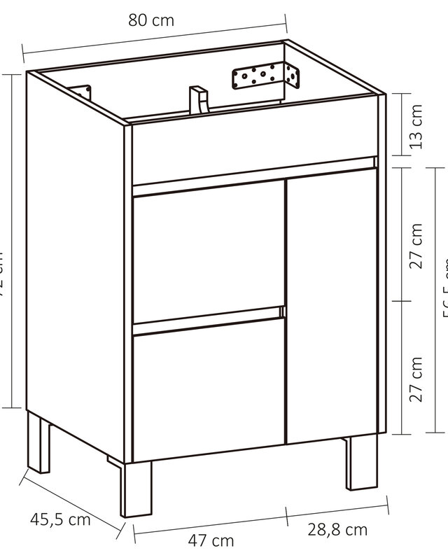 Differnz Onderkast Serano | Licht Eiken | H72 x B80 x D45,5 cm