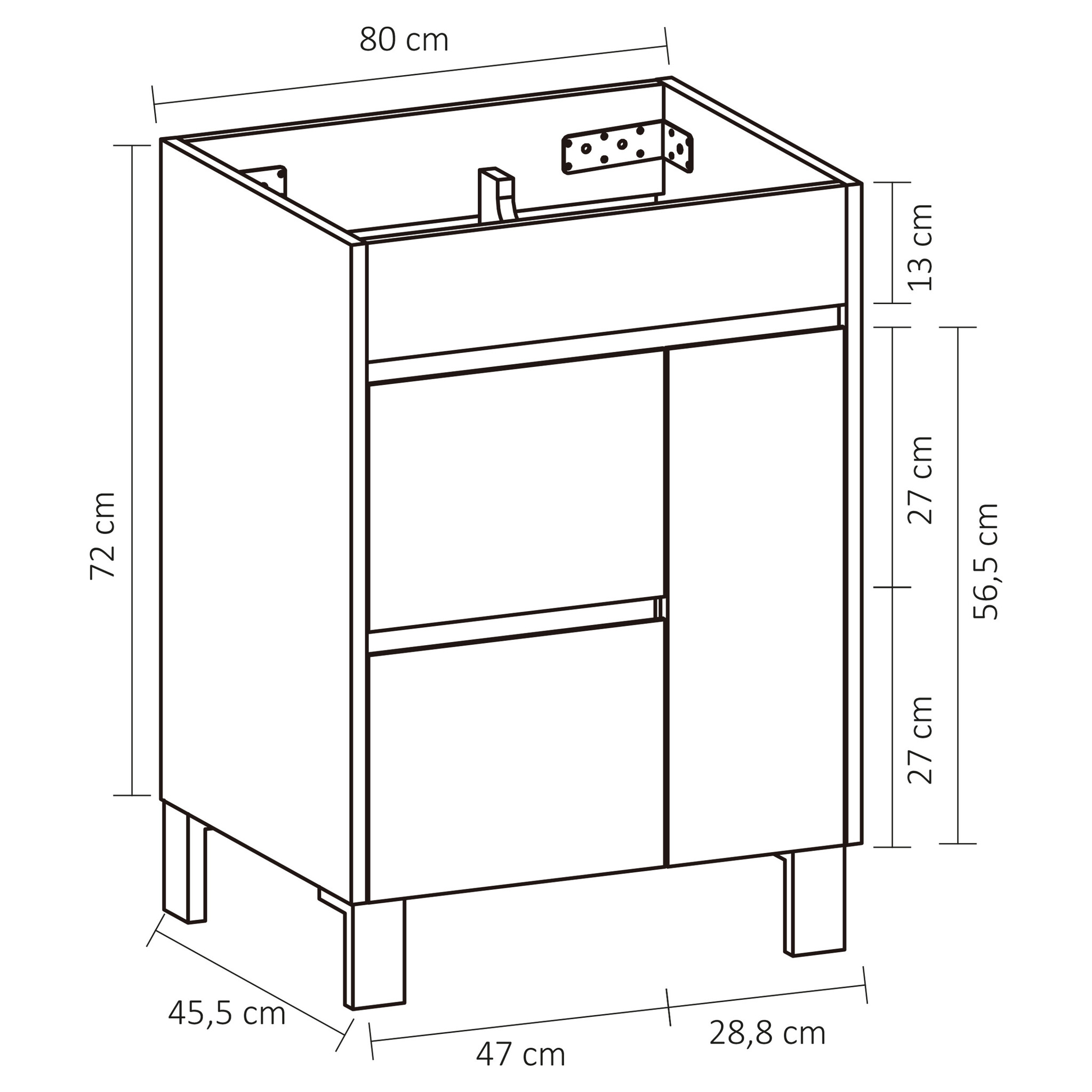 Differnz Onderkast Serano | Licht Eiken | H72 x B80 x D45,5 cm