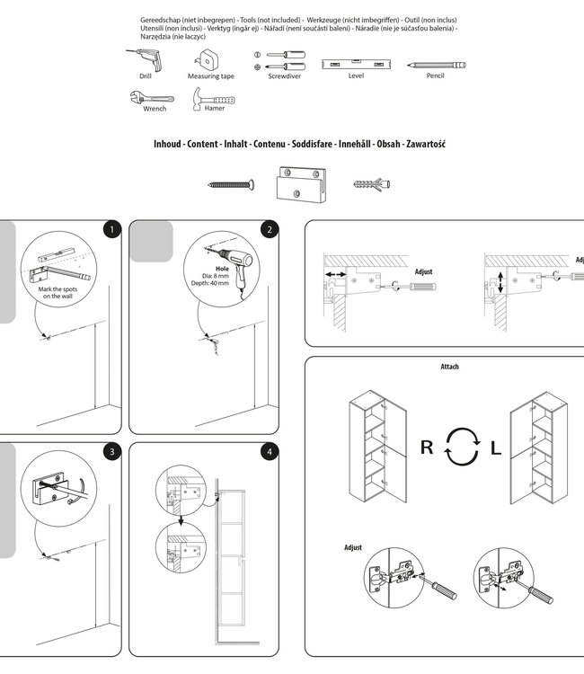 Differnz Hoge Kast Serano | Eiken | H170 x B40 x D35 cm