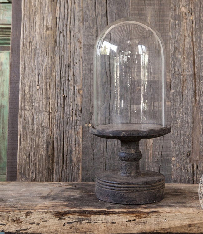 Be-Uniq Glazen Stolp Hoge Voet | Large | Vintage Finish
